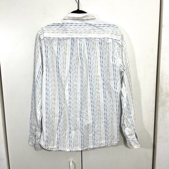Carbon 2 Cobalt Button Down Shirt Mens M Cotton Striped Long Sleeve Pockets - Picture 2 of 7